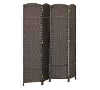 Homcom biombo de 4 paneles 160x170 cm separador de ambientes plegable biombo separador de ambientes para salón dormitorio oficina marrón