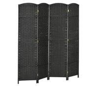 HOMCOM Biombo de 4 Paneles 160x170 cm Separador de Ambientes Plegable Biombo Separador de Ambientes para Salón Dormitorio Oficina Negro