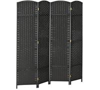 HOMCOM Biombo de 4 Paneles 160x170 cm Separador de Ambientes Plegable Biombo Separador de Ambientes para Salón Dormitorio Oficina Negro