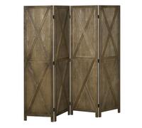 Homcom biombo de 4 paneles 182x170 cm separador de ambientes plegable divisor de ambientes para salón dormitorio oficina marrón grisáceo