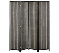 HOMCOM Biombo de 4 Paneles de Bambú Separador de Ambientes Plegable Divisor de Espacios para Dormitorio Salón 180x180x1,9 cm Marrón y Negro