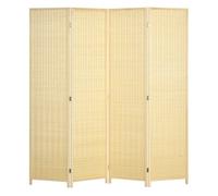 HOMCOM Biombo de 4 Paneles Plegable 180x180 cm Separador de Ambientes Tejido a Mano de Bambú para Decoración de Salón Natural Aosom España