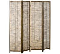 HOMCOM Biombo de 4 Paneles Plegable Estilo Rústico 160x1,8x170 cm Natural
