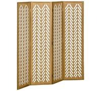 HOMCOM Biombo de 4 Paneles Separador de Ambientes Plegable 160x1,7x170 cm Divisor de Habitación de Madera con Patrones Geométricos para Oficina Dormitorio Natural
