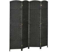 HOMCOM Biombo de 4 Paneles Separador de Ambientes Plegable 160x170 cm Negro