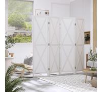 HOMCOM Biombo de 4 Paneles Separador de Ambientes Plegable 182x170cm para Salón White