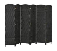 Homcom biombo de 6 paneles 240x170 cm separador de ambientes plegable biombo separador de ambientes para salón dormitorio oficina negro