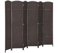 HOMCOM Biombo de 6 Paneles 240x170 cm Separador de Ambientes Plegable Biombo Separador de Ambientes para Salón Dormitorio Oficina Marrón