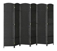 HOMCOM Biombo de 6 Paneles 240x170 cm Separador de Ambientes Plegable Biombo Separador de Ambientes para Salón Dormitorio Oficina Negro