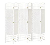 HOMCOM Biombo de 6 Paneles Separador de Ambientes Plegable 242x170cm para Salón blanco y natural 242x1.7x170 cm