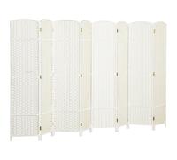 HOMCOM Biombo de 8 paneles, pantalla plegable de privacidad, pantalla para salón, dormitorio, oficina en casa, Blanco