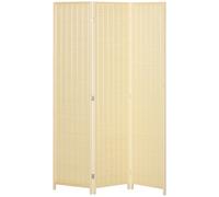HOMCOM Biombo de madera separador de ambientes cloison de séparation plegable 3 paneles 135 x 180 cm madera natural