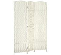HOMCOM - Biombo interior de madera, 3 paneles, 135 x 180 cm, separador de habitación plegable, para sala de estar, dormitorio, hogar, color blanco