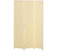 HOMCOM - Biombo interior de madera, 3 paneles 135 x 180 cm, separador de habitaciones, plegable, partición separadora para salón, dormitorio, hogar, madera natural