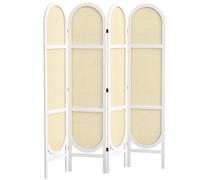 HOMCOM Biombo Interior de Madera, 4 Paneles 170 x 160 cm, Separador de ambientes Plegable y portátil, diseño Tejido a Mano, Separador de ambientes para salón Dormitorio hogar, Blanco