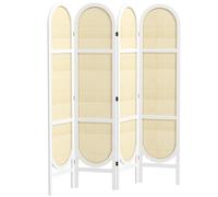 HOMCOM Biombo interior de madera 4 paneles 170x160 cm plegable y portable patrón tejido a mano Blanco Aosom España