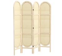 HOMCOM Biombo interior de madera 4 paneles 170x160 cm plegable y portátil diseño tejido a mano Madera Natural Aosom España