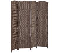 HOMCOM Biombo interior de madera 4 paneles separador de ambientes plegable para sala de estar dormitorio 180 x 180 cm marrón