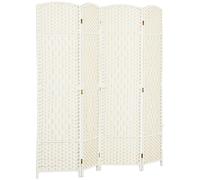 HOMCOM Biombo interior de madera 4 paneles separador de ambientes plegable para sala de estar dormitorio 180 x 180 cm blanco