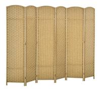 HOMCOM Biombo Interior de Madera Plegable 6 Paneles 240 x 170 cm Separador de ambientes Plegable con Acabado Tejido, Separador de ambientes para salón, Dormitorio, hogar, Madera Natural