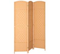 HOMCOM Biombo interior en madera 3 paneles separador de ambientes plegable para salón dormitorio 135 x 180 cm marrón claro