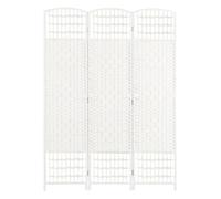 Homcom biombo plegable de 3 paneles, 120x170 cm, biombo separador de ambientes de cuerda de papel, marco de madera, decoración para dormitorio, salón, blanco