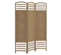 HOMCOM Biombo Plegable de 3 Paneles, 120x170 cm, Biombo Separador de Ambientes de Cuerda de Papel, Marco de Madera, Decoración para Dormitorio, Salón, Natural