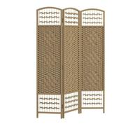 HOMCOM Biombo Plegable de 3 Paneles, 120x170 cm, Biombo Separador de Ambientes de Cuerda de Papel, Marco de Madera, Decoración para Dormitorio, Salón, Natural