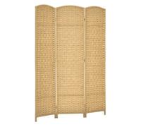 Homcom biombo plegable de 3 paneles 135x180 cm biombo separador de ambientes pantalla de privacidad de polipropileno para oficina dormitorio natural