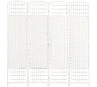 HOMCOM Biombo Plegable de 4 Paneles, 160x170 cm, Biombo Separador de Ambientes de Cuerda de Papel, Marco de Madera, Decoración para Dormitorio, Salón, Blanco