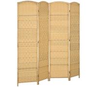 HOMCOM Biombo Plegable de 4 Paneles 180x180 cm Biombo Separador de Ambientes Pantalla de Privacidad de Polipropileno para Oficina Dormitorio Natural