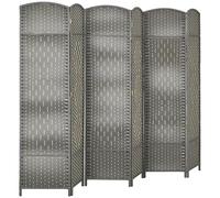 HOMCOM Biombo Plegable de 6 Paneles 270x180 cm Biombo Separador de Ambientes Pantalla de Privacidad de Polipropileno para Oficina Dormitorio Gris Mixto