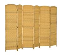 HOMCOM Biombo Plegable de 6 Paneles 270x180 cm Biombo Separador de Ambientes Pantalla de Privacidad de Polipropileno para Oficina Dormitorio Natural