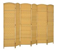 HOMCOM Biombo Plegable de 6 Paneles 270x180 cm Biombo Separador de Ambientes Pantalla de Privacidad de Polipropileno para Oficina Dormitorio Natural