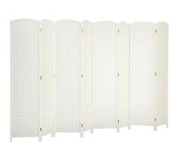 HOMCOM Biombo plegable de madera de pino, 8 piezas, 320 x 170 cm, para protección visual, para dormitorio, salón, color blanco