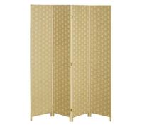 Homcom biombo separador de 4 paneles 159,5x169,5 cm divisor de habitación plegable de cuerda de papel decoración partición para dormitorio salón marrón