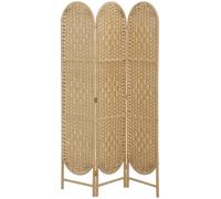 HOMCOM Biombo Separador de Ambientes 3 Paneles 120x170 cm con Parte Superior Arqueada Tejido a Mano Divisor Plegable Natural