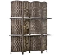 HOMCOM Biombo separador de ambientes 4 paneles 160x170 cm con 2 estantes plegable en madera Aosom España