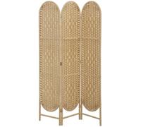 HOMCOM Biombo Separador de Ambientes de 3 Paneles, 120x170 cm, Pantalla de Privacidad Plegable Bohemio, con Parte Superior Arqueada, Tejido a Mano, Divisor Ligero para Oficina, Dormitorio, Natural