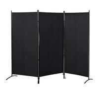 HOMCOM Biombo Separador de Ambientes de 3 Paneles 253x50x182 cm Divisor de Habitación Plegable con 6 Pies de Metal Negro
