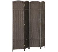 HOMCOM Biombo Separador de Ambientes de 4 Paneles Biombo Plegable 160x170 cm para Salón Dormitorio Oficina Marrón