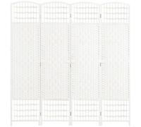 HOMCOM Biombo Plegable de 4 Paneles Separador de Ambientes de Cuerda de Papel Decoración para Dormitorio Salón 160x170cm Blanco Aosom España