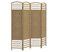HOMCOM Biombo Separador de Ambientes de 4 Paneles Plegable de Cuerda de Papel 160x170cm Decoración para Dormitorio Natural Aosom España