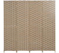 HOMCOM Biombo Separador de Ambientes de 4 Paneles Plegables de Madera de Pino y Fibra de Papel 180x180cm Marrón y Blanco Aosom España
