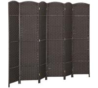 HOMCOM Biombo Separador de Ambientes de 6 Paneles Biombo Plegable 240x170 cm para Salón Dormitorio Oficina Marrón