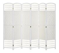 HOMCOM Biombo Separador de Ambientes Plegable 240x170 cm Blanco Blanco