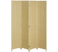 HOMCOM Biombo Separador de Ambientes Plegable de 4 Paneles de Madera de Pino y Fibra de Papel 159,5x169,5 cm Color Marrón Aosom España