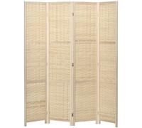 HOMCOM Biombo separé de interior de 4 paneles en madera y bambú, plegable y salvaspacio, altura 170cm, marrón Aosom España
