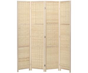 HOMCOM Biombo separé de interior de 4 paneles en madera y bambú, plegable y salvaspacio, altura 170cm, marrón Aosom España