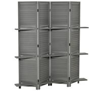 HOMCOM Biombos interior de 4 Paneles 160x170 cm 3 estantes Plegables separador de ambientes Puertas persianas Madera de Árbol Aosom España